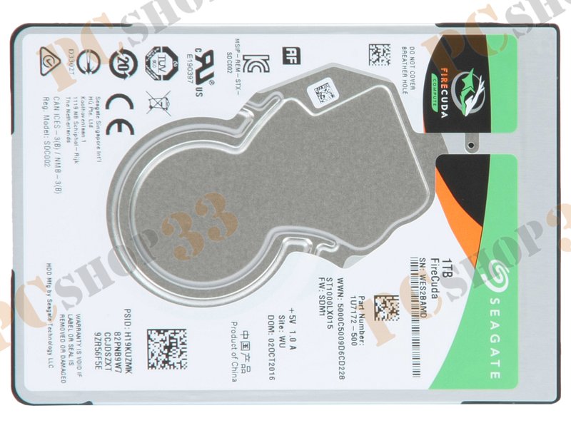 Гибридный диск 1ТБ 2.5 Seagate FireCuda ST1000LX015, 5400об./мин., 128МБ, 8ГБ flash (SATA III)