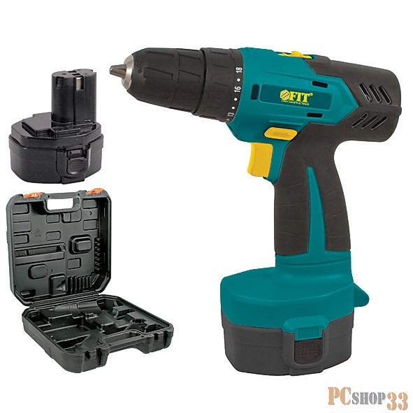 Отвертки аккумуляторные FIT CD-14CSP Дрель-Шуруповерт Акк. {14,4 В 0-350/1250 об/мин 27,0 Нм 2 (Ni-Cd) 1,5 Ач 1 ч. диод рез. накл. кейс} 80183