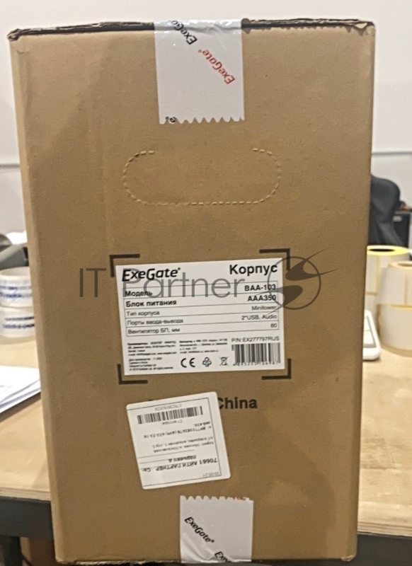 Корпуса Exegate EX277797RUS Корпус Minitower BAA-103 Black, mATX, AAA350, 80mm, 2*USB, Audio