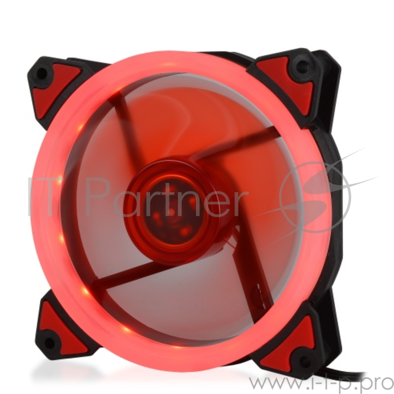 вентилятор CROWN Вентилятор для компьютерного корпуса CMCF-12025S-1230 (120*120*25ммКрасное LED кольцо1500 об/мин35CFM20ДбПодшипник скольжения3pin+MOLEX(папа-мама) 40+10см)