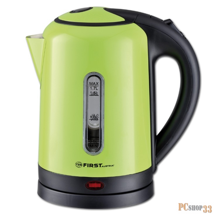 Чайник Чайник FIRST FA-5409-3-GN, стальной окраш.корпус, 1.7 л, 2200 Вт, окно, зеленый