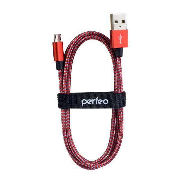 Кабель PERFEO Кабель USB2.0 A вилка - Micro USB вилка, красно-белый, длина 3 м. (U4804)