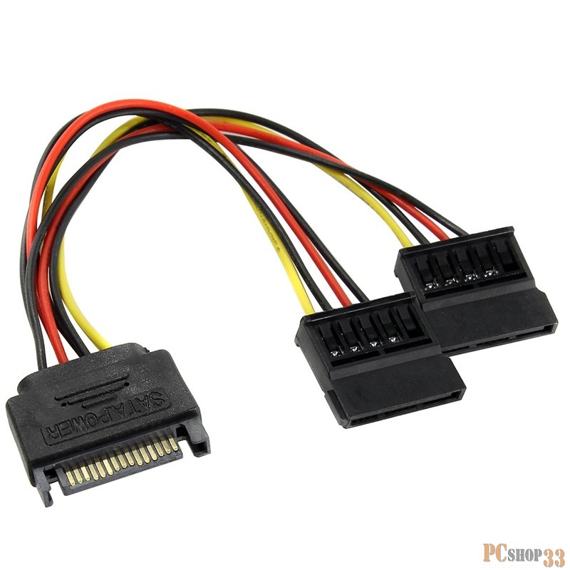 Кабель ORIENT C573, Переходник питания SATA 15pin (M) - 2 x SATA 15pin (F)