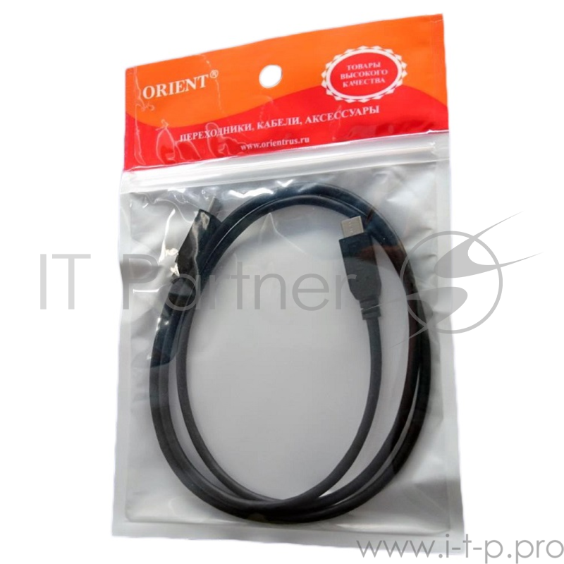 Переходник ORIENT Кабель USB 3.0 Type-C, Cm UC-410 - Cm (24pin), 1.0 м, черный