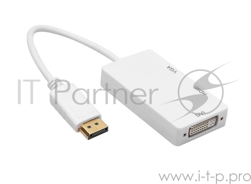Переходник ORIENT Кабель-адаптер DisplayPort M C309W - HDMI/ DVI-I/ VGA, длина 0.2 метра, белый (30742)