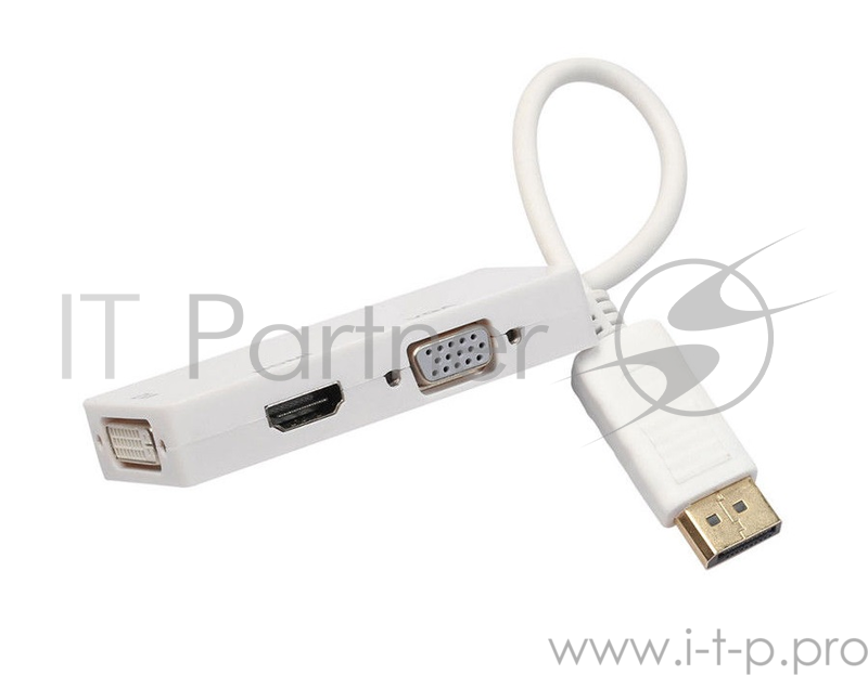 Переходник ORIENT Кабель-адаптер DisplayPort M C309W - HDMI/ DVI-I/ VGA, длина 0.2 метра, белый (30742)