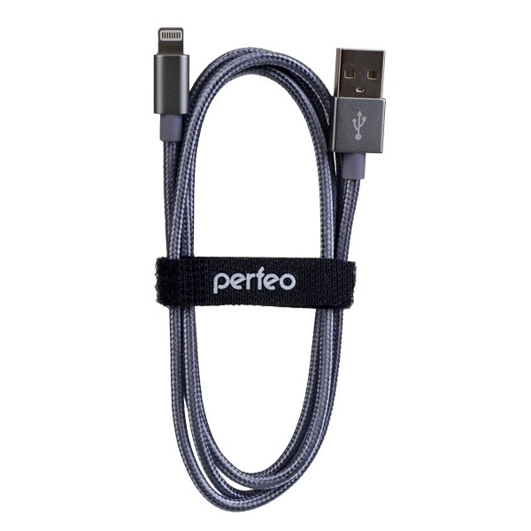 Кабель PERFEO Кабель для iPhone, USB - 8 PIN (Lightning), серебро, длина 1 м. (I4305)