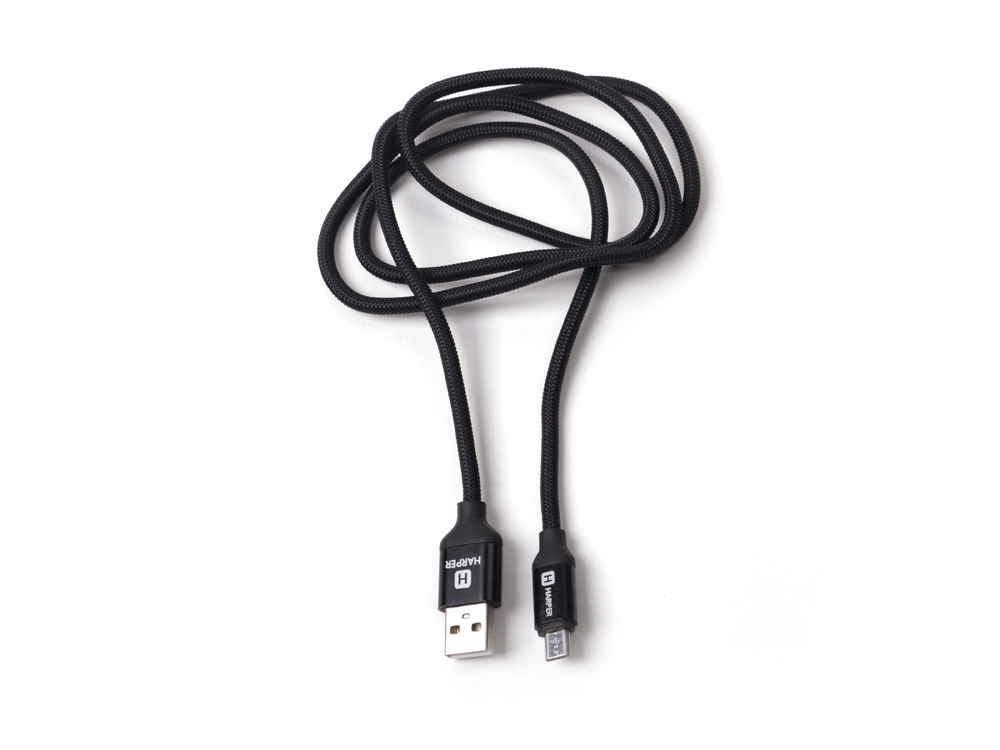 Кабель Harper USB - microUSB, BRCH-310 BLACK(1м, способны заряжать устройства до 2х ампер)