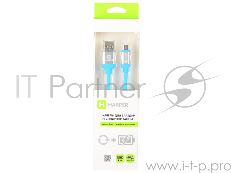 Кабель Harper Силиконовый Кабель для зарядки и синхронизации USB - microUSB, SCH-330 blue (1м, способны заряжать устройства до 2х ампер)