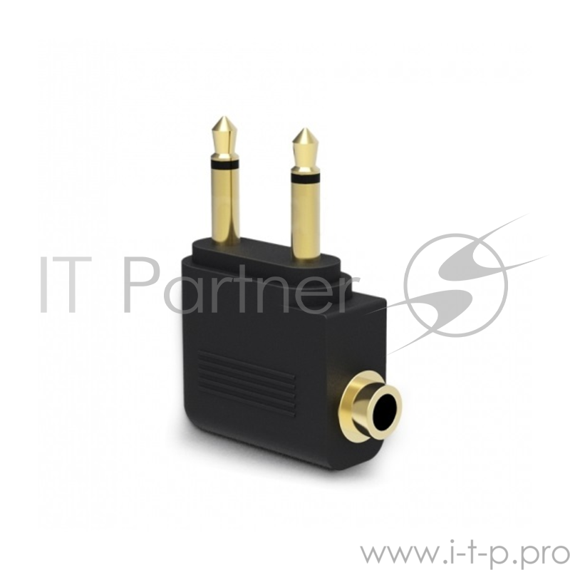 Переходник ORIENT Аудио адаптер для наушников в самолет C774 jack 3.5 mm (3-pole) -2 x jack 3.5 mm (2-pole), черный