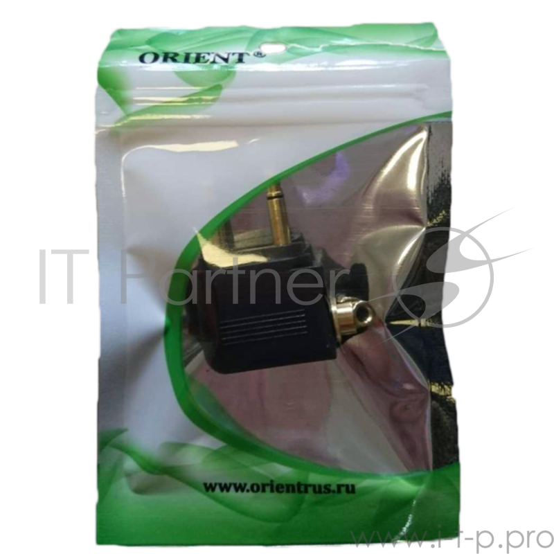 Переходник ORIENT Аудио адаптер для наушников в самолет C774 jack 3.5 mm (3-pole) -2 x jack 3.5 mm (2-pole), черный
