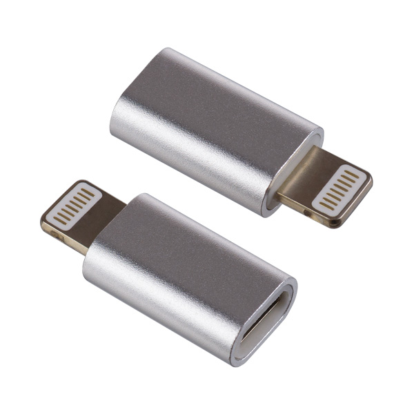 Переходник PERFEO Переходник для iPhone, Micro USB розетка - 8 PIN (Lightning), серебро (I4313)