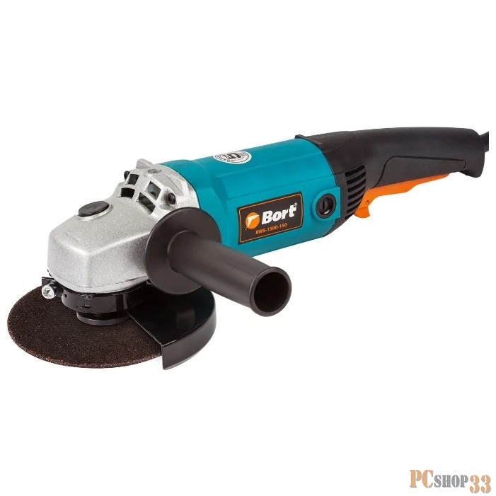Шлифовальные машины Bort BWS-1500-150 Машина шлифовальная угловая 93727673 { 1400 Вт, 8500 об/мин, 150 мм, М14, 2,7 кг }