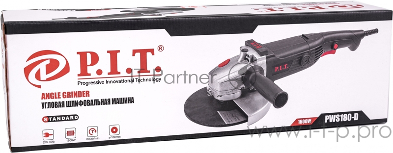 Шлифовальная машина P.I.T Шлифмашина угловая PWS180-D СТАНДАРТ (180мм, 1600Вт, 8000об.мин.) . PWS180-D