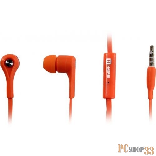 Наушники HARPER HV-402 orange {Чувствительность: 98dB±3dB Сопротивление: 16?±15% Частотный диапазон: 20-20000Hz Длина кабеля: 1.2m}