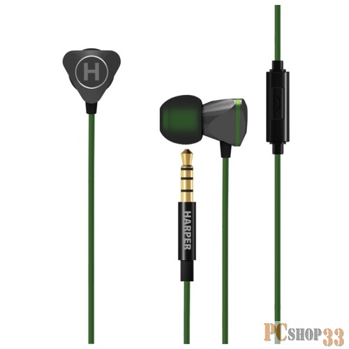 Наушники HARPER HV-501 green {Чувствительность: 96 дБ/В, 20 Гц~20 кГц, Сопротивление: 16 Ом}
