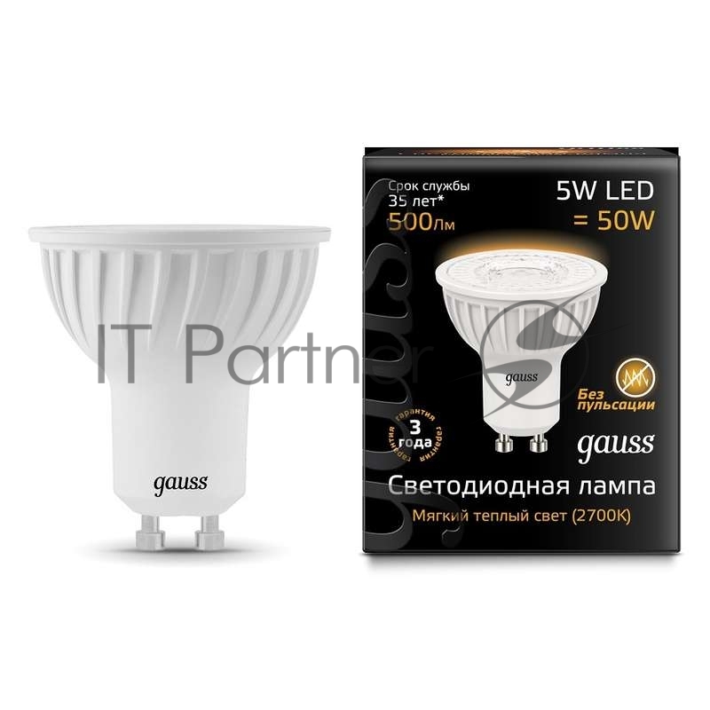 GAUSS Светодиодные лампы GAUSS 101506105 Светодиодная лампа LED MR16 GU10 5W 500lm 3000K 1/10/100