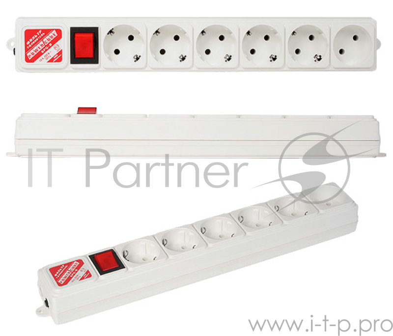 Фильтр-удлинитель Power Cube 3,0 м 6 розеток (серый) 10А/2,2кВт