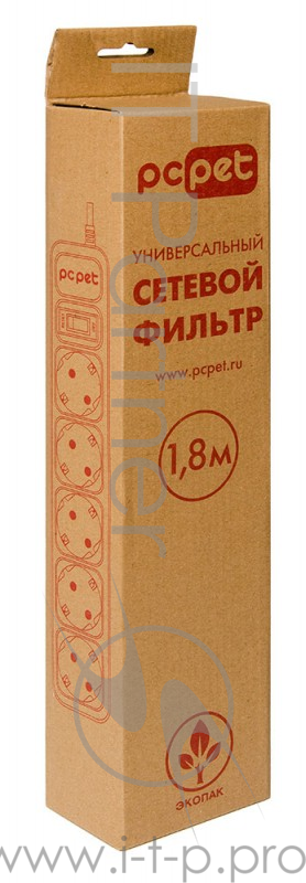 Сетевой фильтр PC Pet AP01006-1.8-BK 1.8м (5 розеток) черный