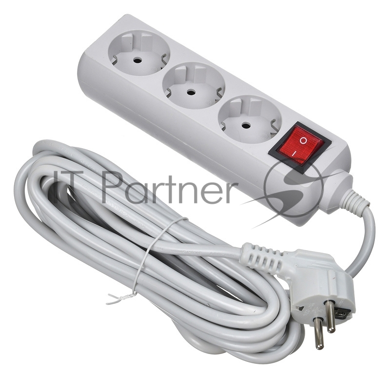 Сетевой фильтр Buro 300SL-5-G 5м (3 розетки) серый (пакет ПЭ)