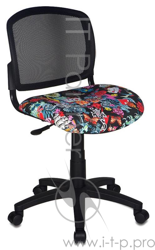 Кресло Бюрократ CH-296NX/TATTOO спинка сетка черный сиденье черный черепа Tattoo