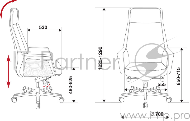 Кресло руководителя Бюрократ _ANTONIO/BLACK черный кожа крестовина алюминий