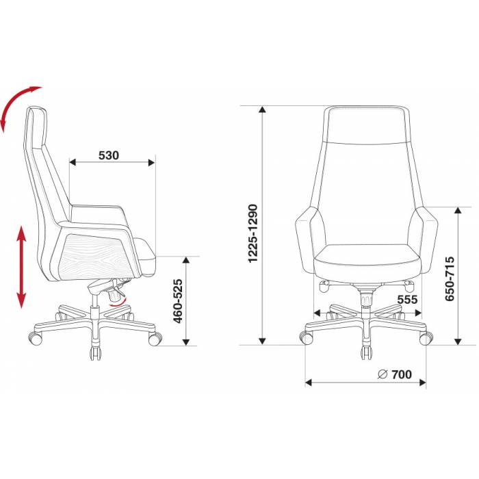 Кресло руководителя Бюрократ _ANTONIO/BLACK черный кожа крестовина алюминий