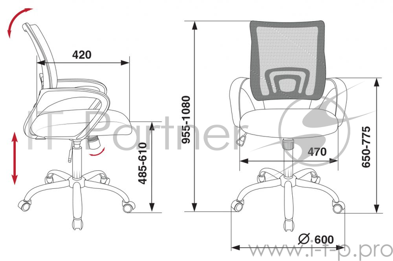 Кресло Бюрократ CH-695SL/OR/BLACK спинка сетка оранжевый TW-38-3 сиденье черный TW-11 крестовина хро
