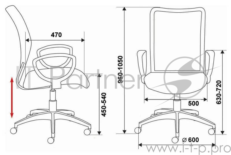 Кресло Бюрократ CH-599/R/TW-97N спинка сетка красный сиденье красный TW-97N