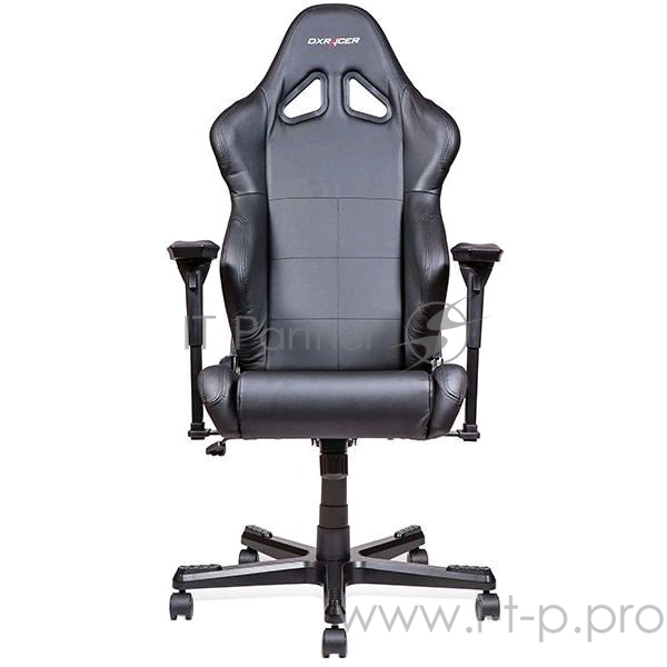 Игровое кресло DXRacer Racing чёрное (OH/RE99/N, экокожа, регулируемый угол наклона, механизм качани