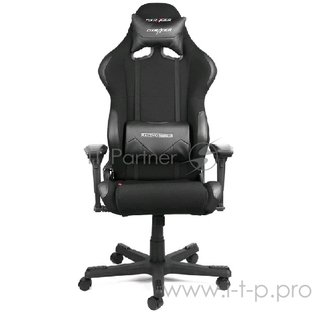Игровое кресло DXRacer Racing чёрное (OH/RW01/N, текстиль+кожа-PU, регулируемый угол наклона, механи