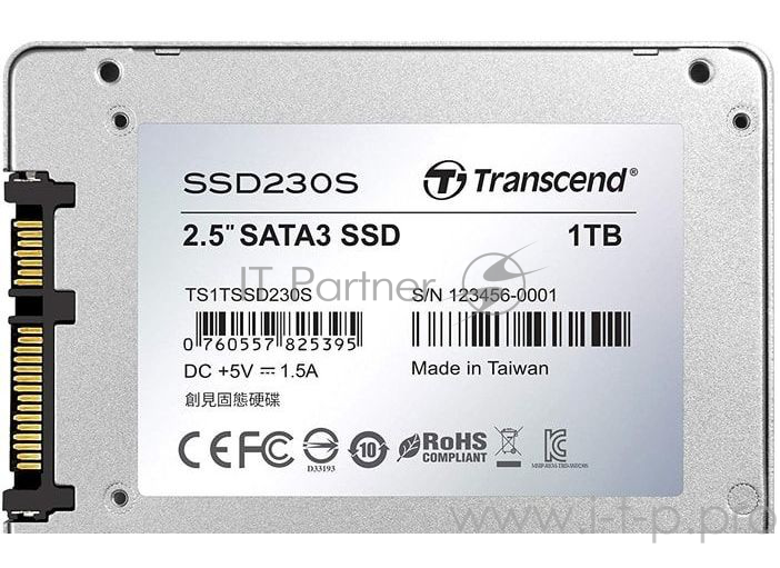 Жесткий диск SSD 2.5 1TB Transcend SSD230S Client SSD TS1TSSD230S SATA 6Gb/s, 560/520, IOPS 85/85K,