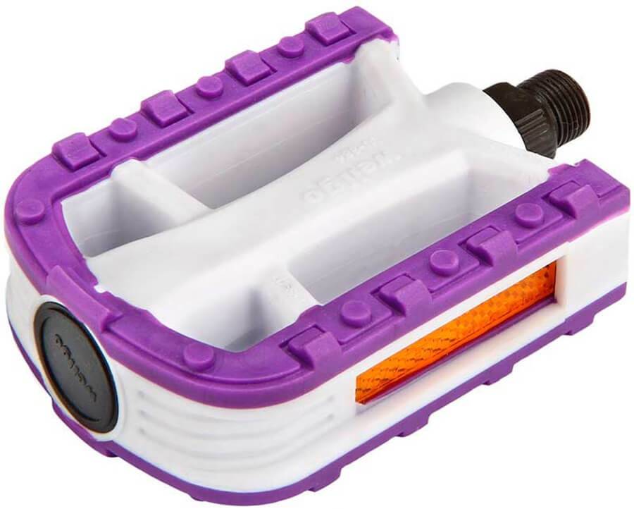 Педали вело LU-884 пластик для дорожных велосипедов пурпурно-белый 360078