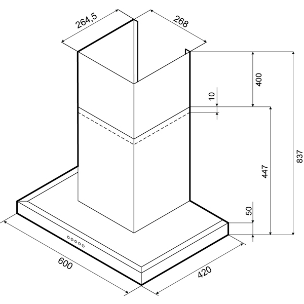 Вытяжка кухонная KRONA PATRICIA 600 inox push button