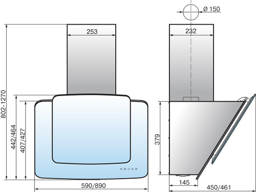 Вытяжка наклонная Эликор Оникс 90П-1000-Е4Д белый/белый