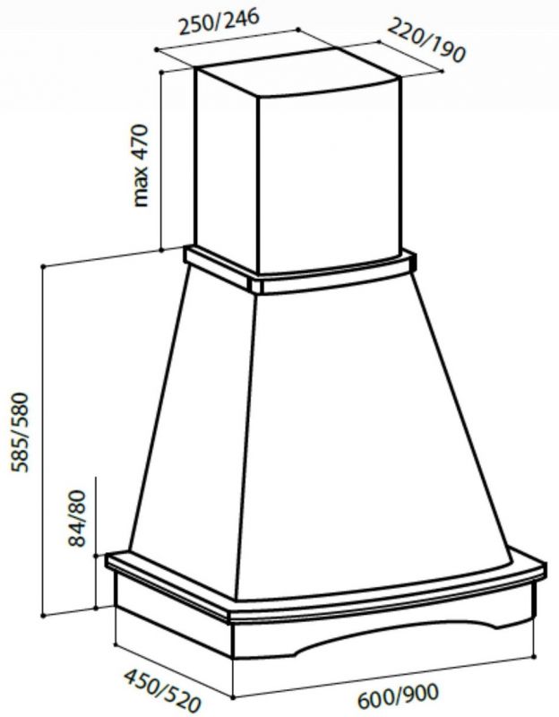 Вытяжка каминная Lex Astoria 600 белый управление: ползунковое (1 мотор)