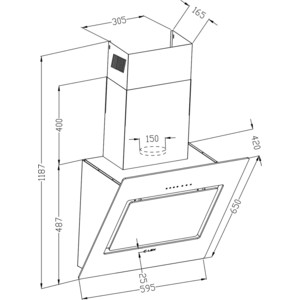 Вытяжка каминная Lex Leila 600 белый управление: сенсорное (1 мотор)