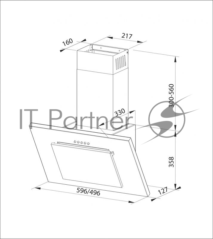 Вытяжка каминная Lex MINI 600 нержавеющая сталь/черное стекло