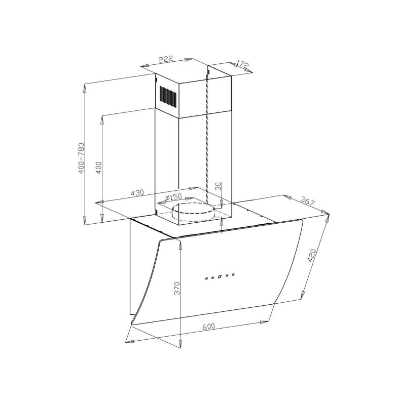 Вытяжка каминная Lex Plaza 600 белый управление: сенсорное (1 мотор)