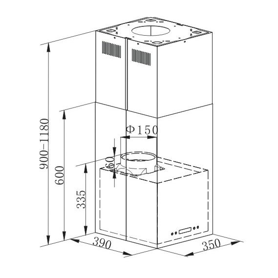 Вытяжка каминная Lex Tubo Quattro Isola нержавеющая сталь управление: кнопочное (1 мотор)