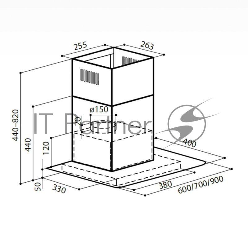 Вытяжка каминная Lex APOLLO N 600 нержавеющая сталь/стекло прозрачное
