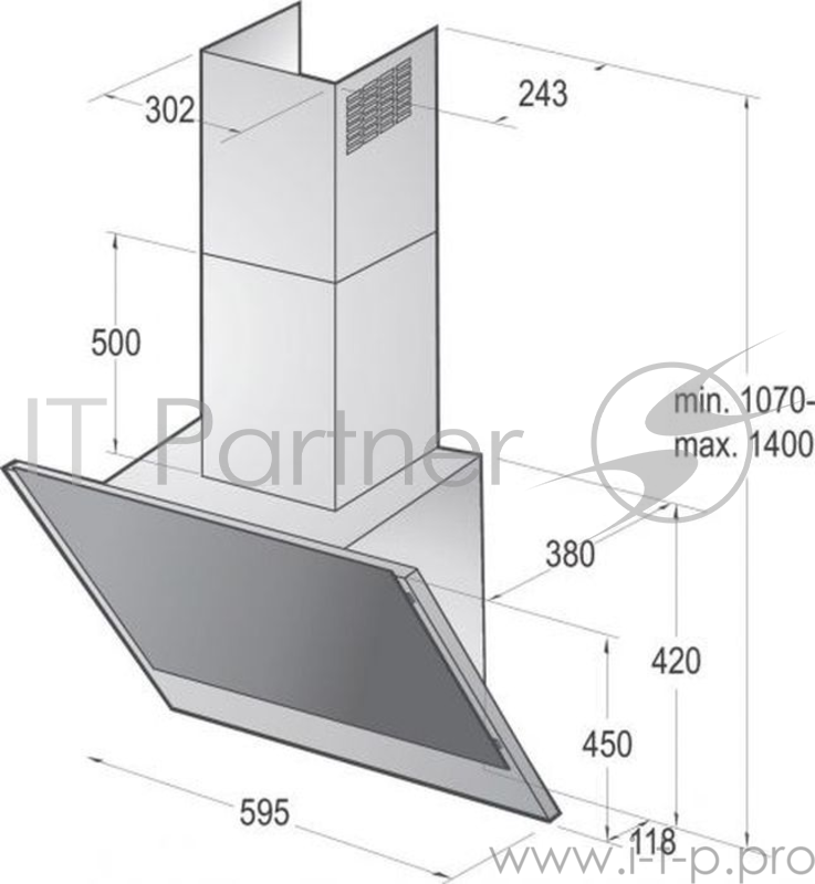 Вытяжка каминная Gorenje WHI643E6XGB нержавеющая сталь управление: кнопочное (1 мотор)