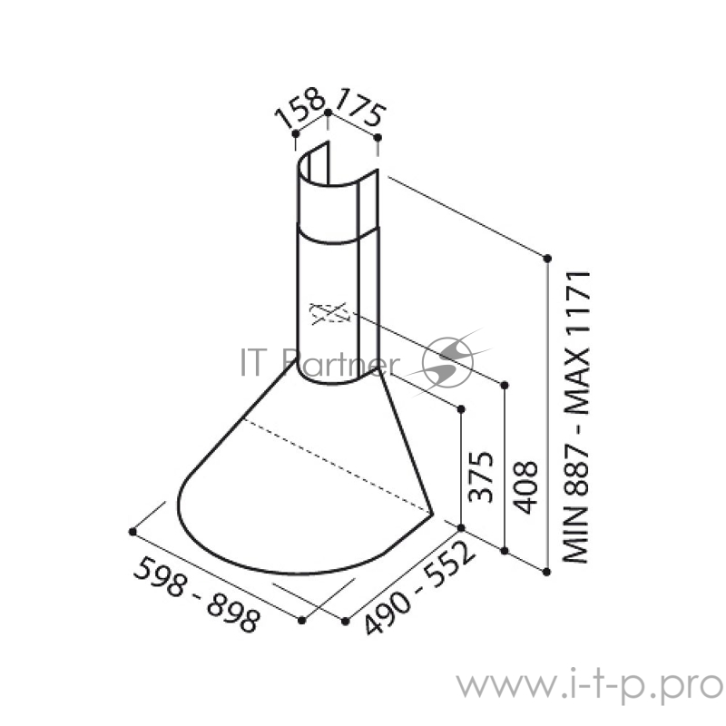 Вытяжка каминная Jet Air Round an Golg A/60 антрацит/золотистый управление: ползунковое (1 мотор)