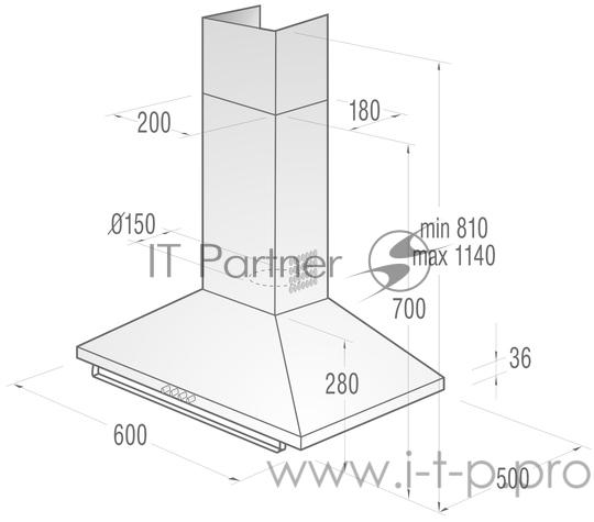 Вытяжка каминная Gorenje DK63CLB черный управление: кнопочное (1 мотор)