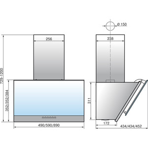 Вытяжка каминная Elikor Рубин S4 50П-700-Э4Д антрацит черный, управление: кнопочное (1 мотор)