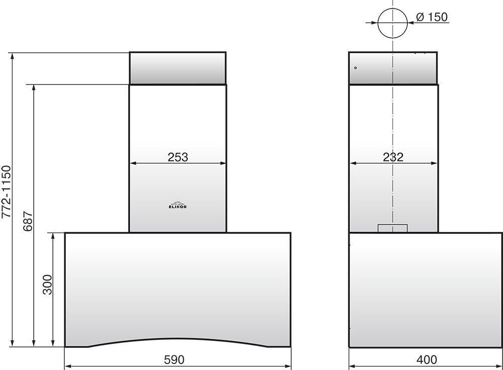 Вытяжка каминная Elikor Дельта 60П-430-П3Д белый, управление: ползунковое (1 мотор)