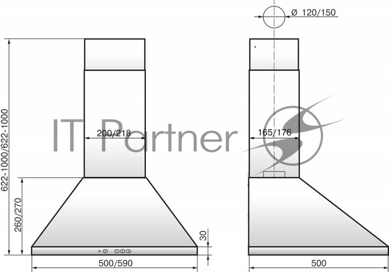 Вытяжка каминная Elikor Вента 50П-430-П3Л белый, управление: ползунковое (1 мотор)