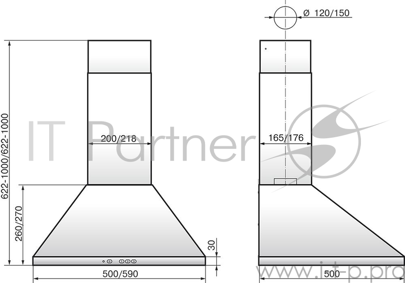 Вытяжка каминная Elikor Вента 50П-430-К3Д белый, управление: кнопочное (1 мотор)