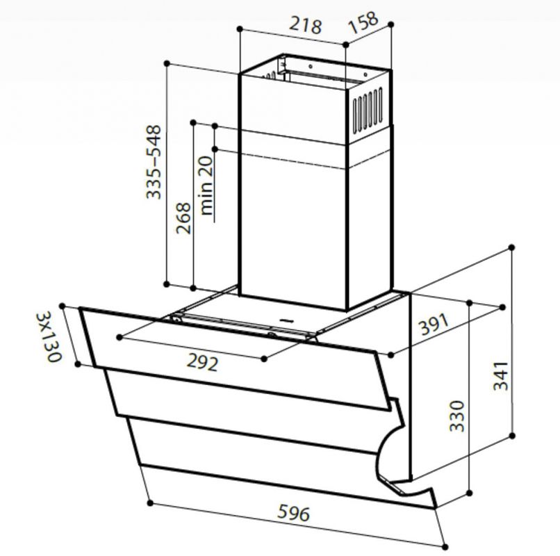 Наклонная кухонная вытяжка Lex RIO 600 белый
