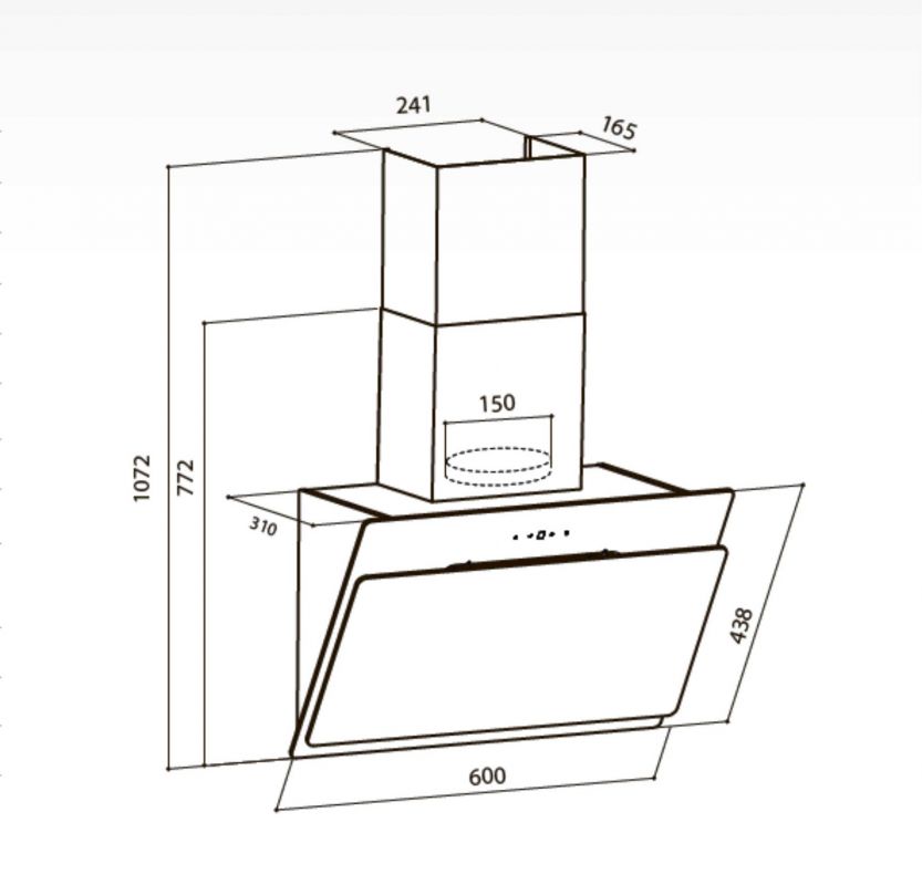 Наклонная кухонная вытяжка Lex Glass 600 черный